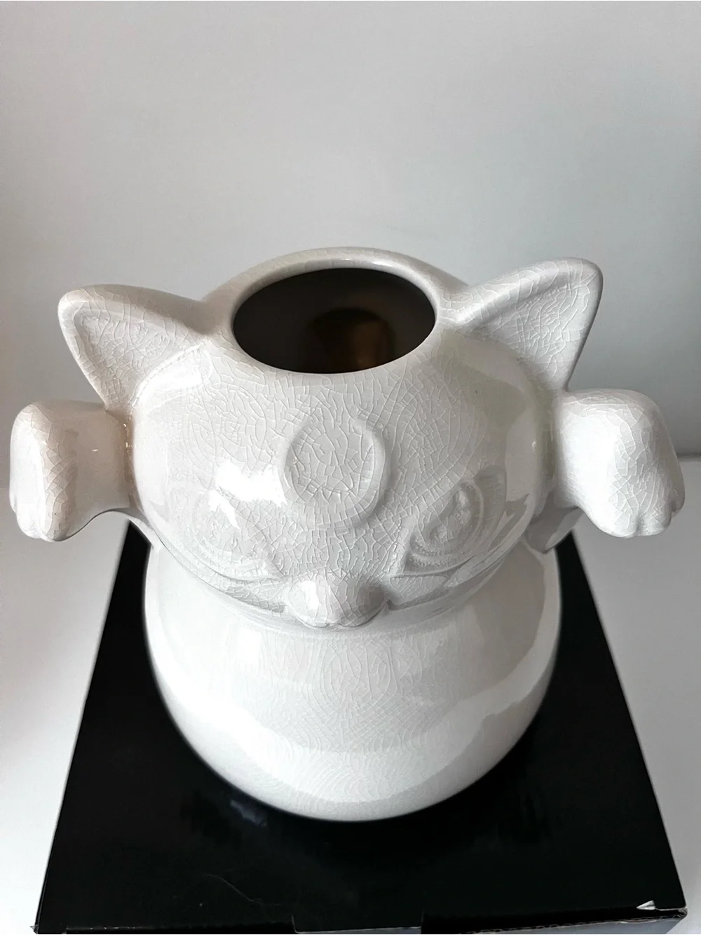 Killstar Ghost Kitty White Ceramic Flower Vase Glossy Crackle Ceramic Goth Cat